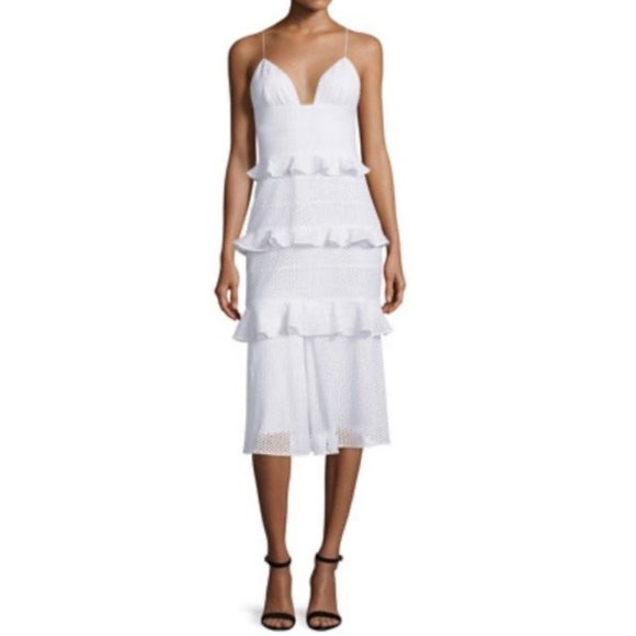 Cushnie Et Ochs Tiered-Eyelet Bustier Sleeveless Dress - Picture 1 of 8